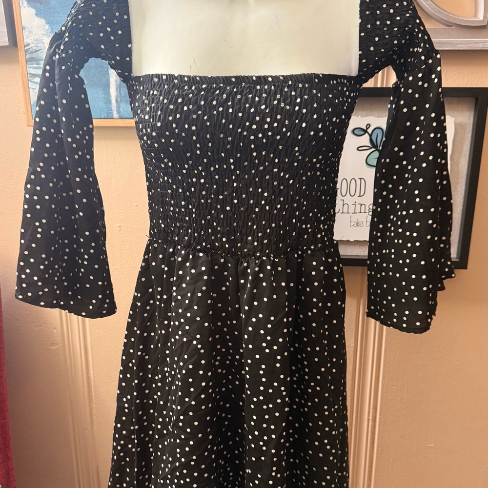 Elegant Black Polka Dot Dress